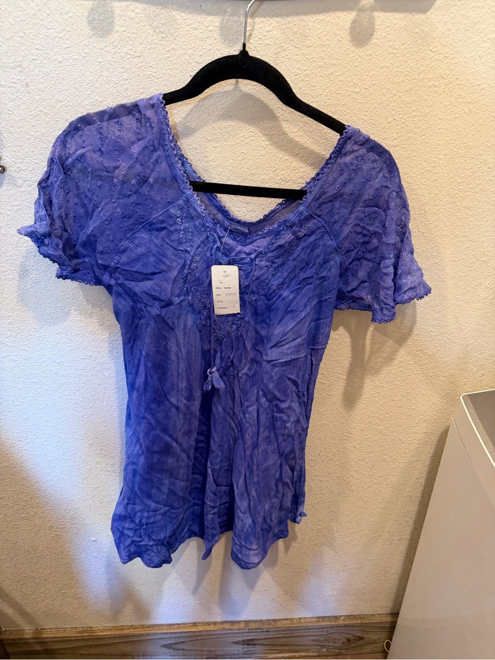 Advance Apparels Women's Blue Short Sleeve V-Neck Top